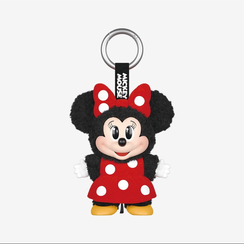 Disney Minnie Mouse Plush Keychain - Red, Black, and White